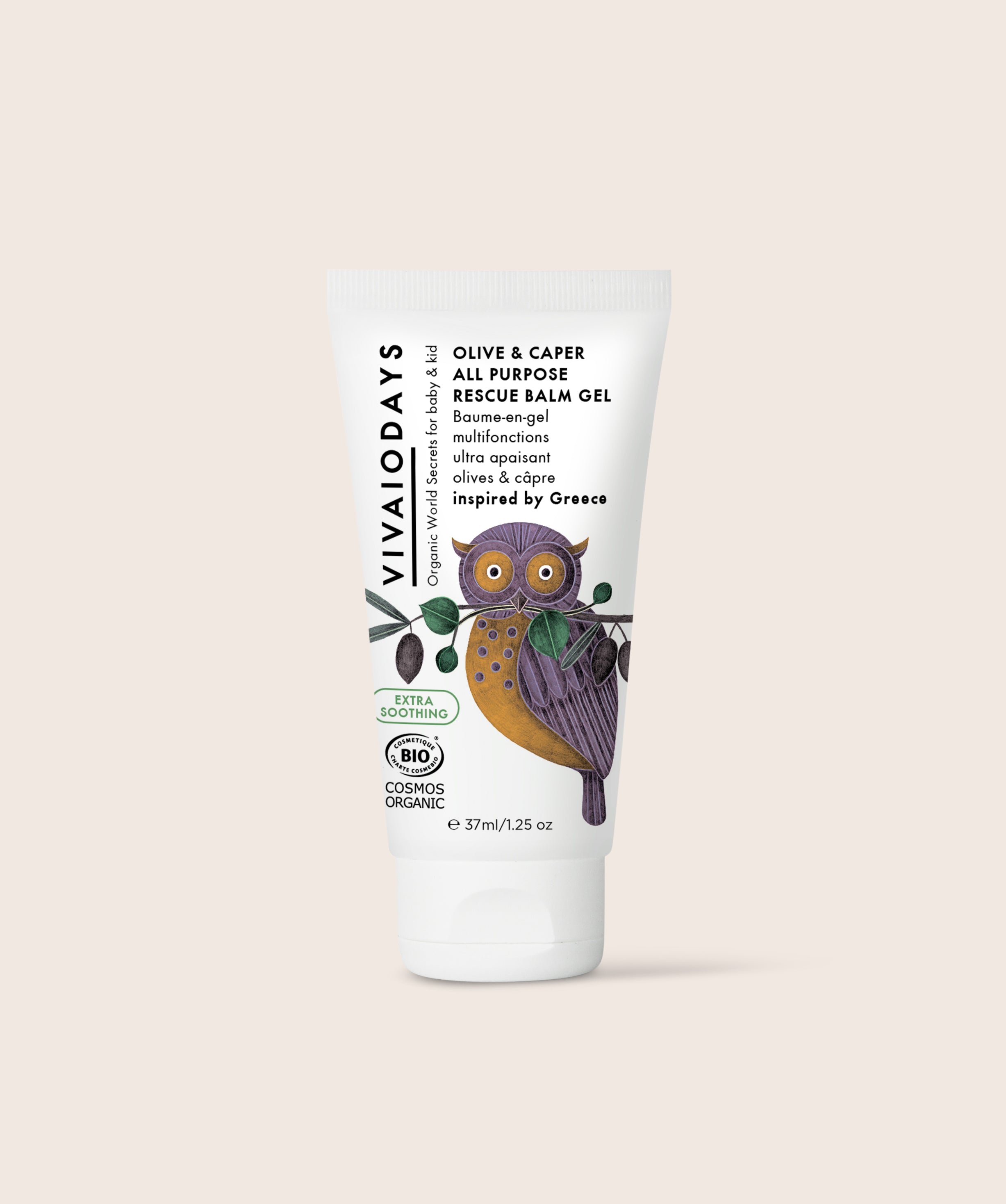 a tube of vivaiodays olive and caper extra soothing rescue balm gel