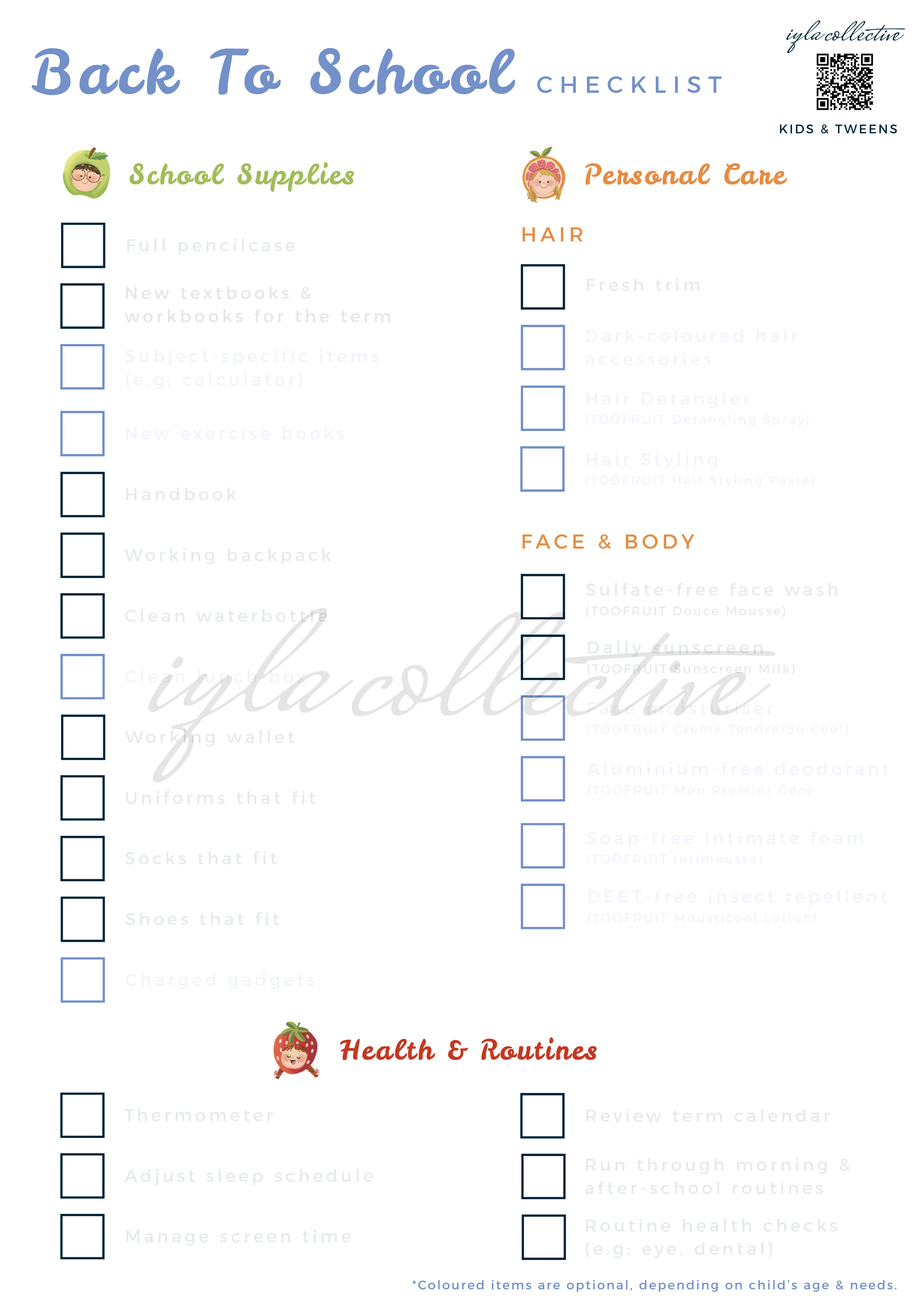Back To School Checklist (Parents)