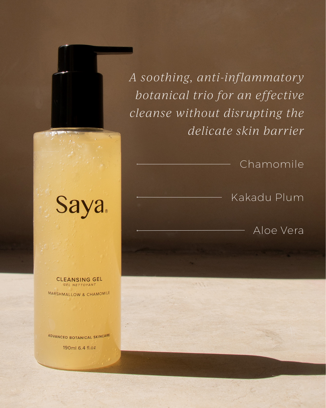 soothing ingredients in saya cleansing gel