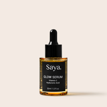 a dropper bottle of saya glow serum