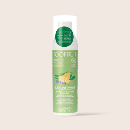 a bottle of mousticool lotion