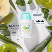 a bottle of toofruit apple-aloe vera deodorant and its ingredients and properties