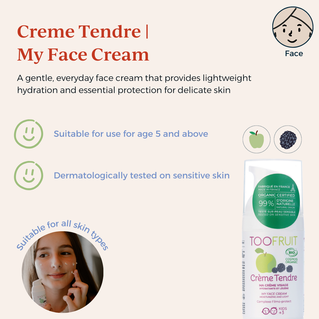 a bottle of toofruit creme tendre and its key properties