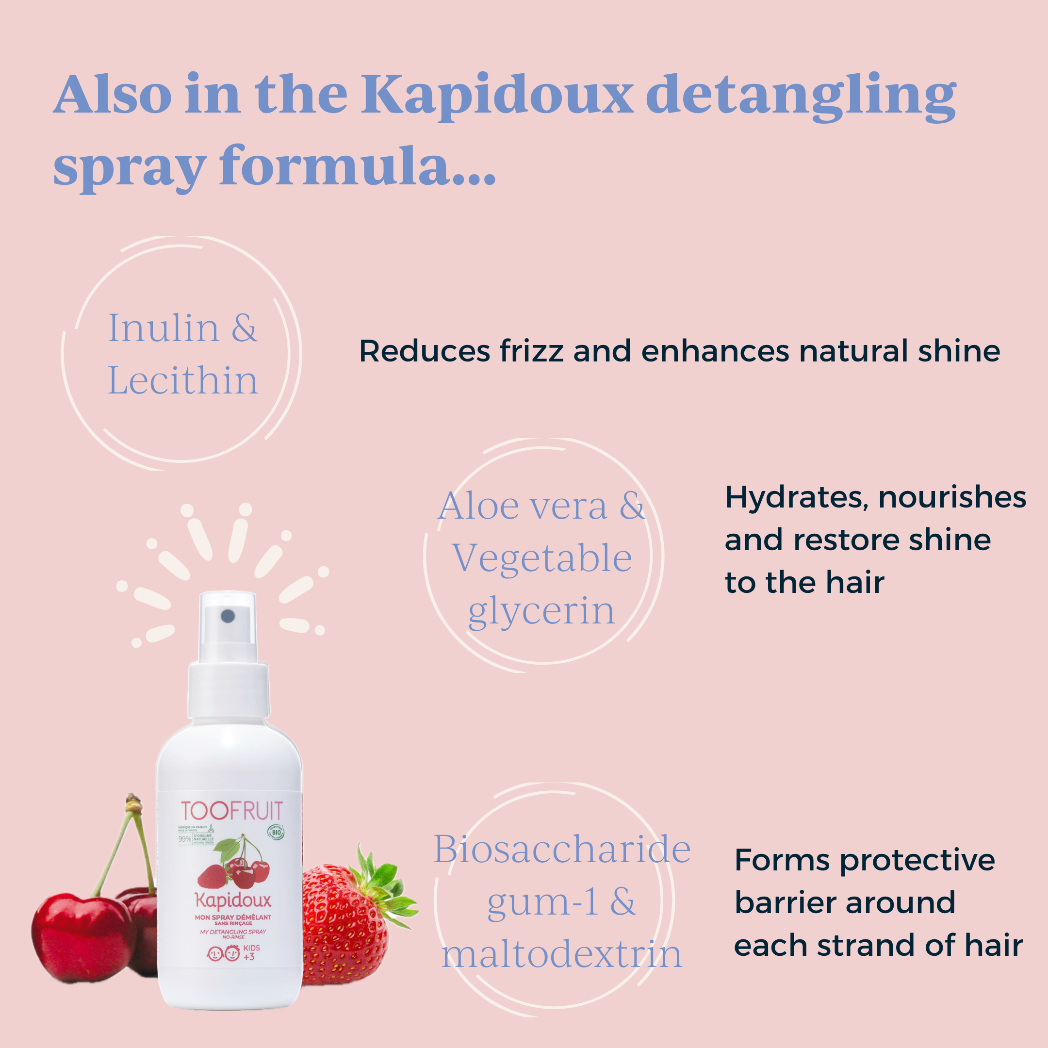 other ingredients in the toofruit detangling spray formula