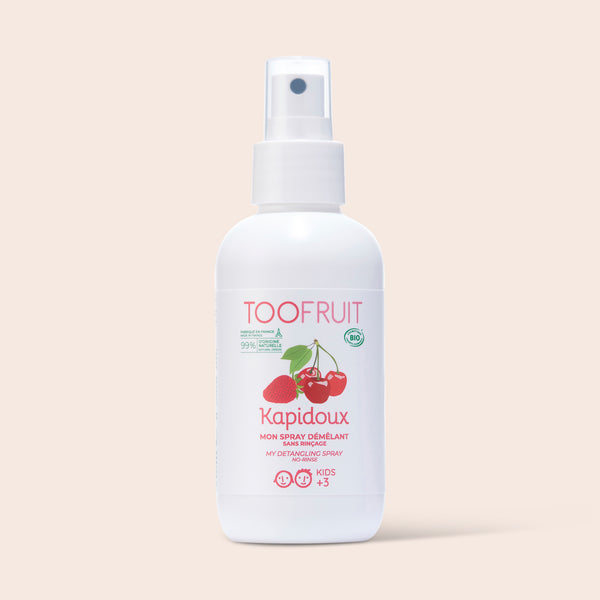 a bottle of toofruit detangling spray