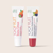 two tubes of toofruit lipbalms