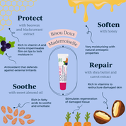 a tube of toofruit tinted lip balm and its ingredients and uses