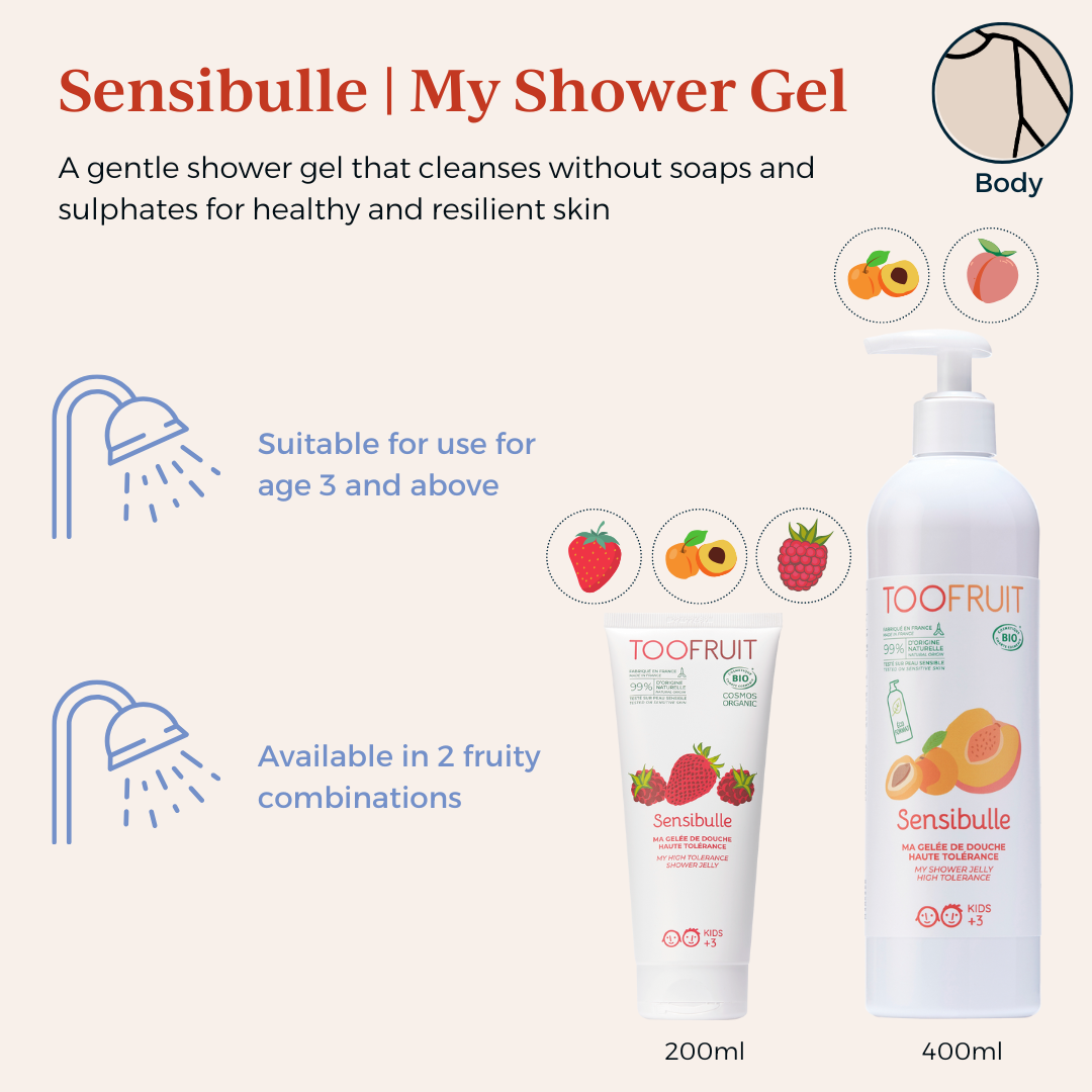 toofruit peach-apricot and strawberry-raspberry shower gel and its key properties