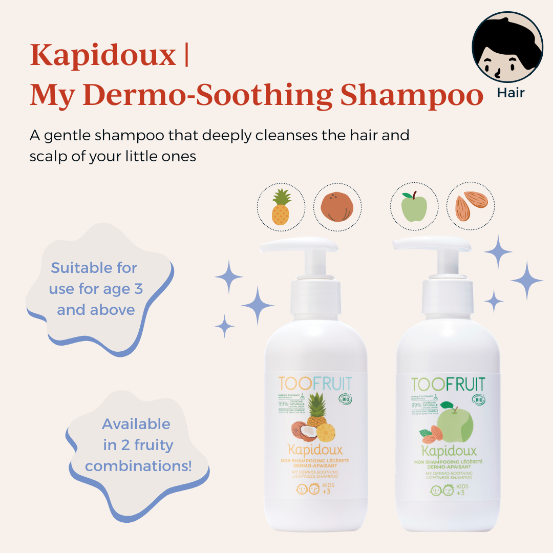 two bottles of toofruit shampoos and their key properties