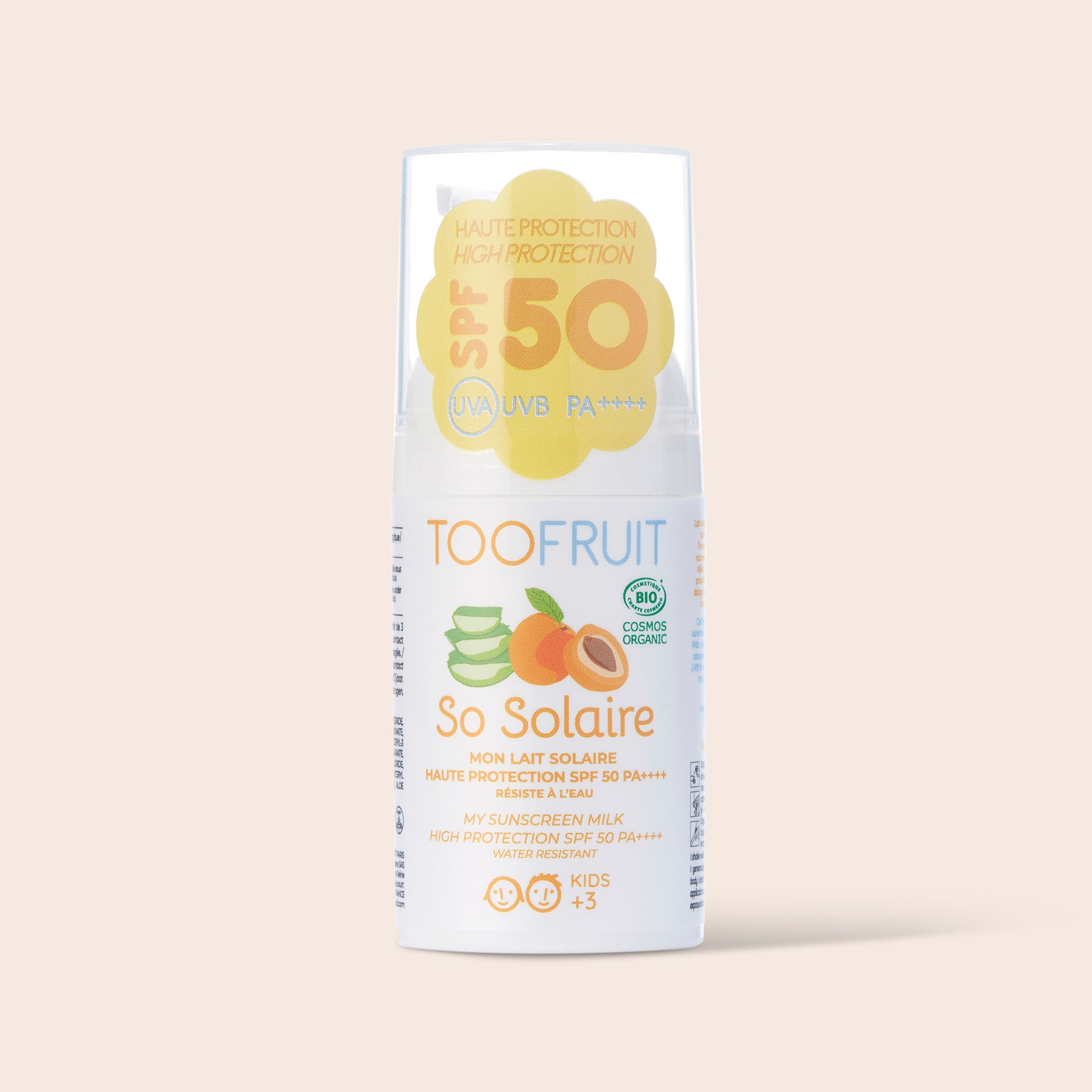 a bottle of toofruit sunscreen milk