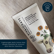 a tube of vivaiodays apricot oil face and body lotion and its description