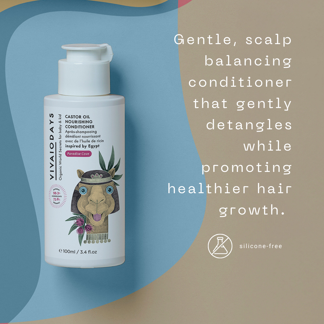 a bottle of vivaiodays castor oil conditioner with description 