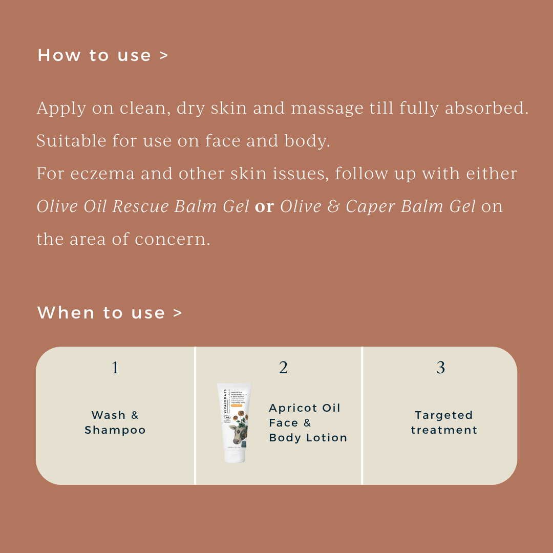 instructions on how and when to use vivaiodays apricot oil face & body lotion