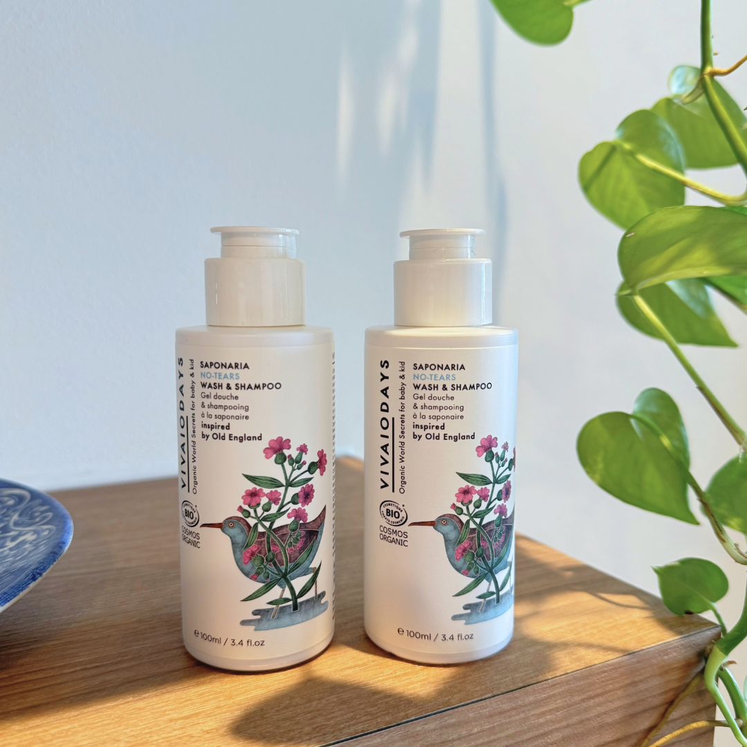 two bottles of saponaria shampoo