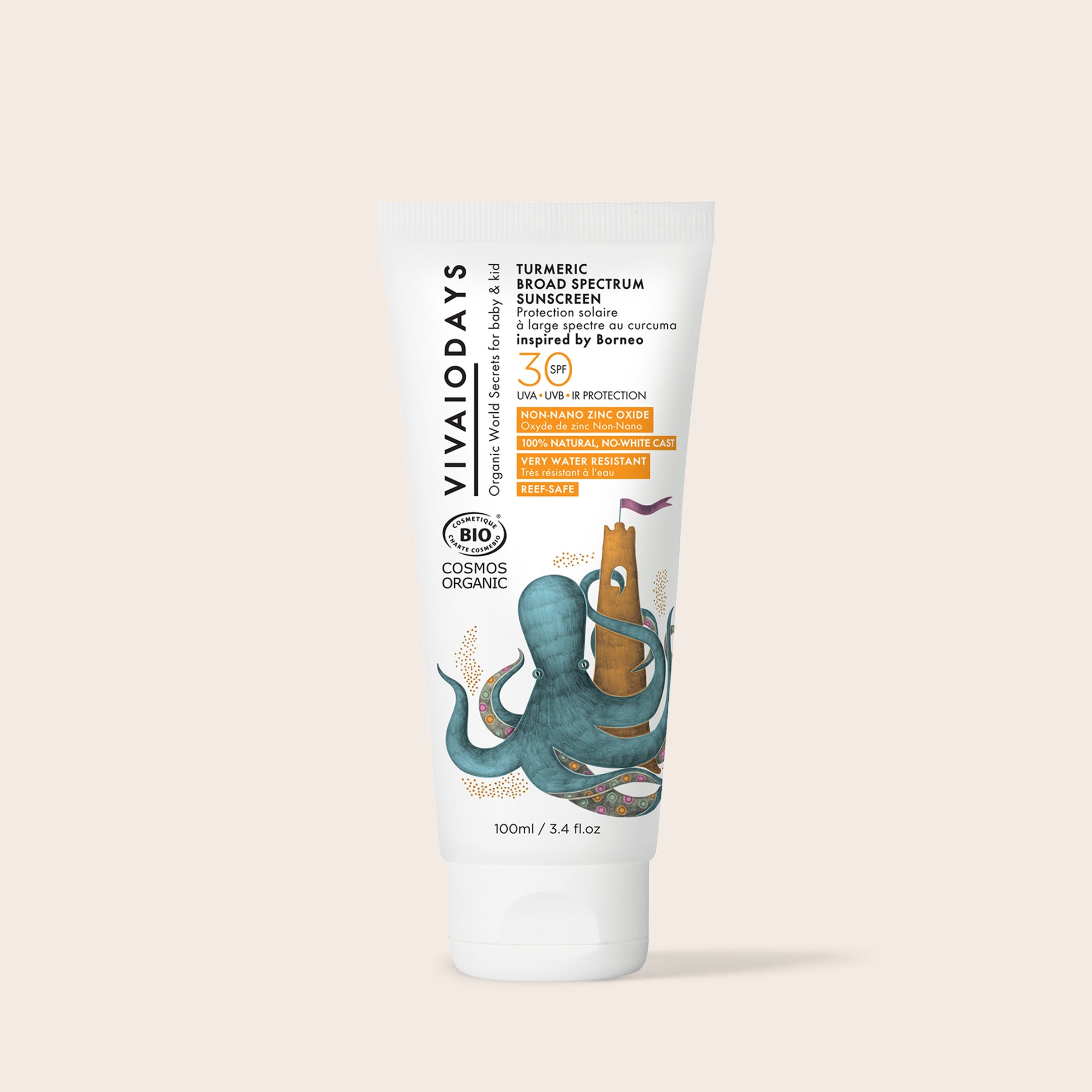 a tube of vivaiodays turmeric sunscreen